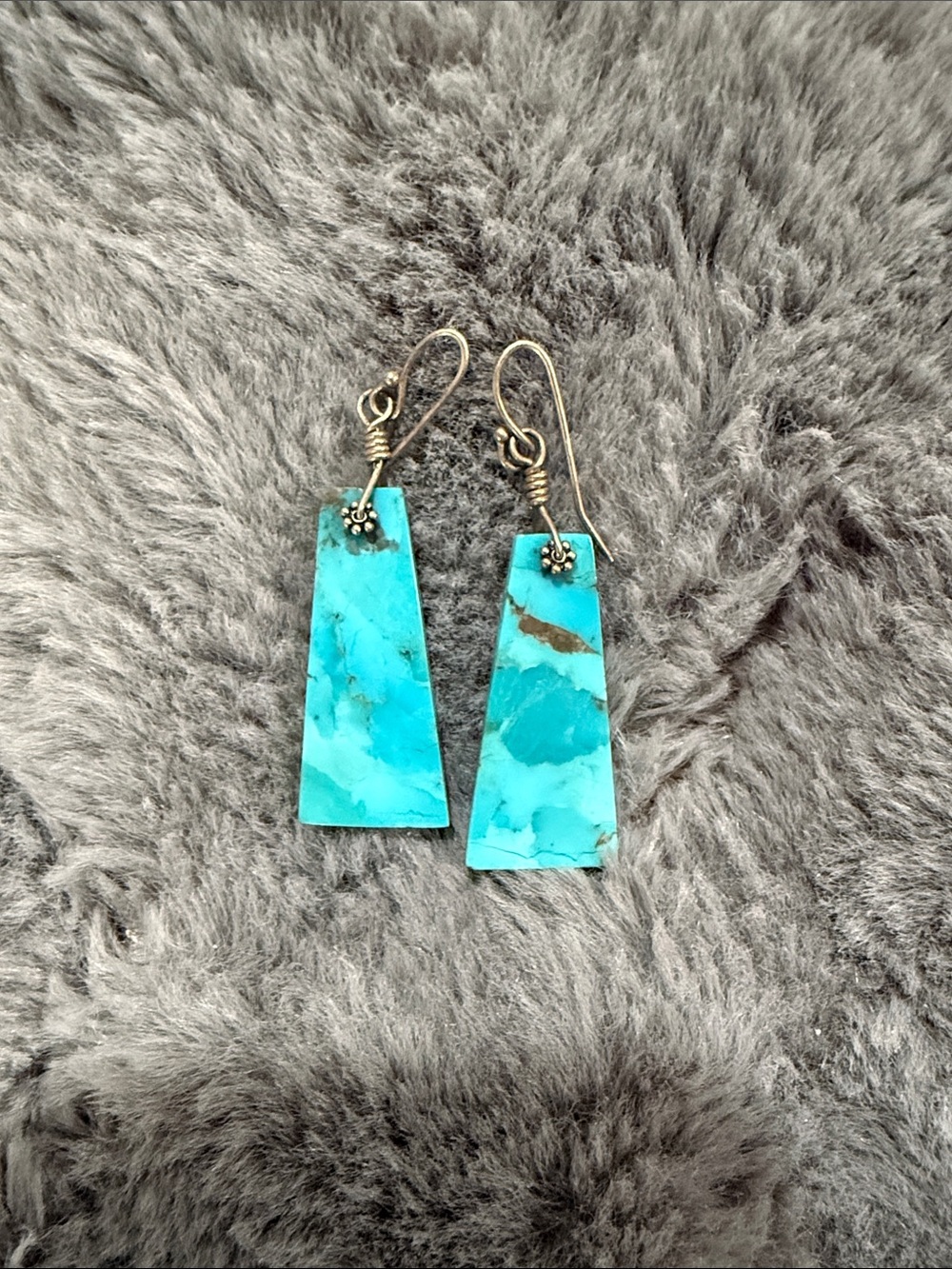 Turquoise Slab Drop Earrings - Women Jewelry